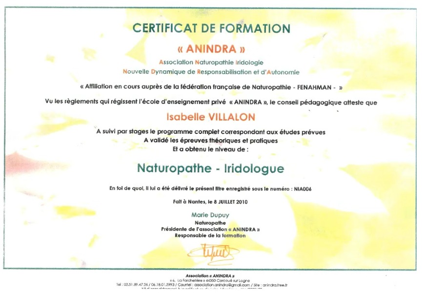 photo diplome Isabelle VILLALON