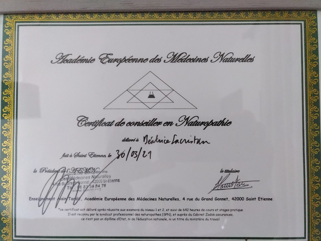 photo diplome Béatrice SACRISTAN