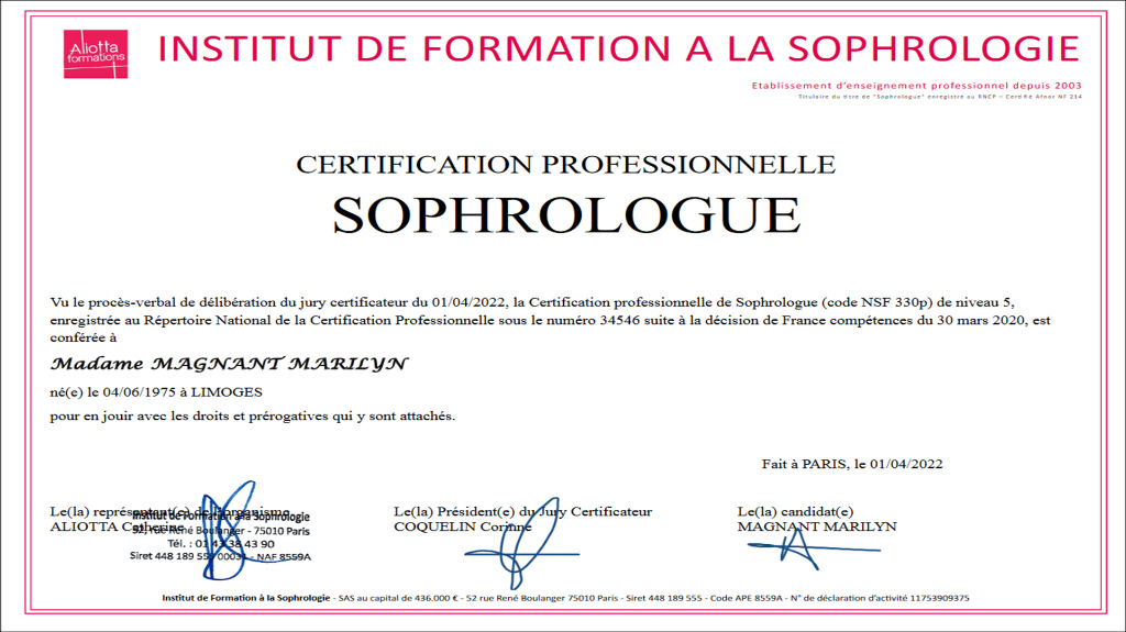 photo diplome MARILYN MAGNANT