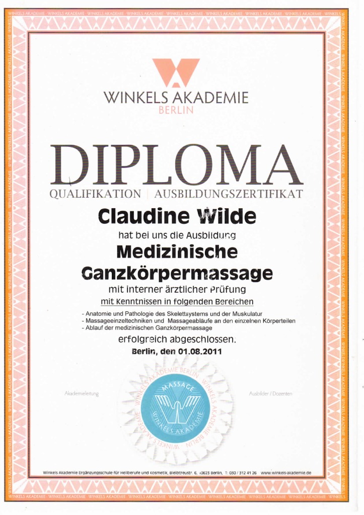 photo diplome CLAUDINE WILDE