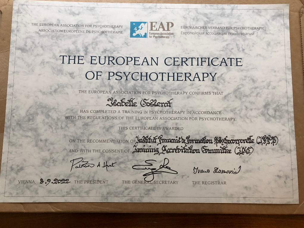 photo diplome Isabelle Cosserat