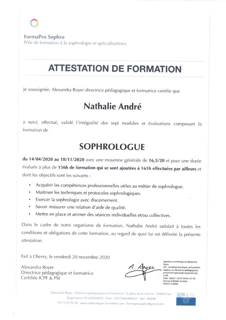 photo diplome ANDRE Nathalie