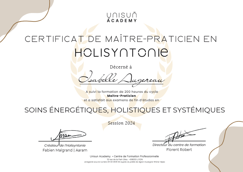 photo diplome Isabelle Augereau