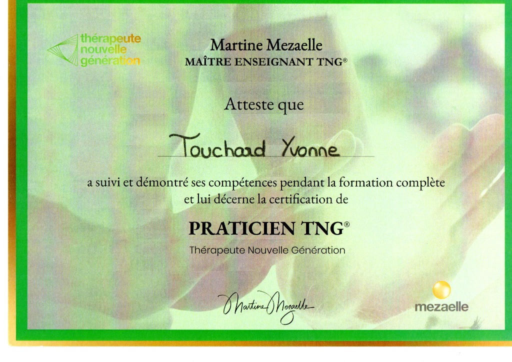 photo diplome Yvonne TOUCHARD/Reviens Vers Toi