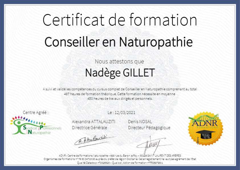 photo diplome Nadege Gillet