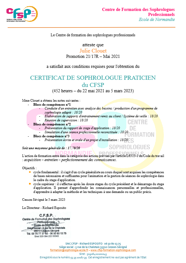 photo diplome Julie CLOUET