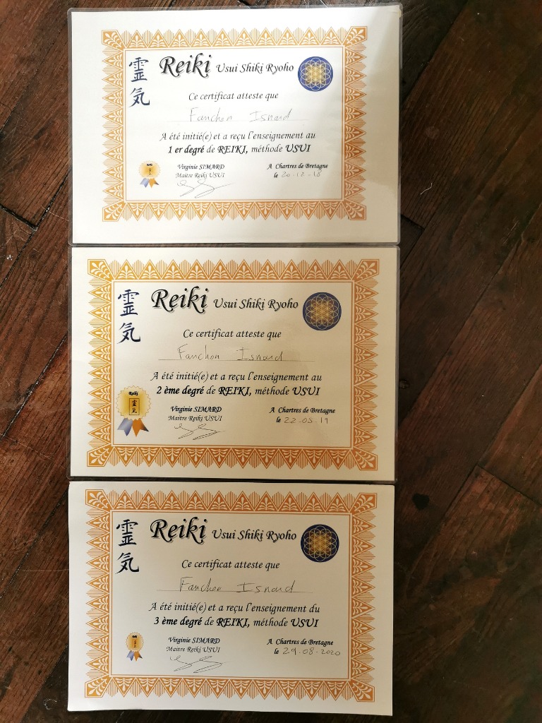 photo diplome Reiki le souffle de lumière