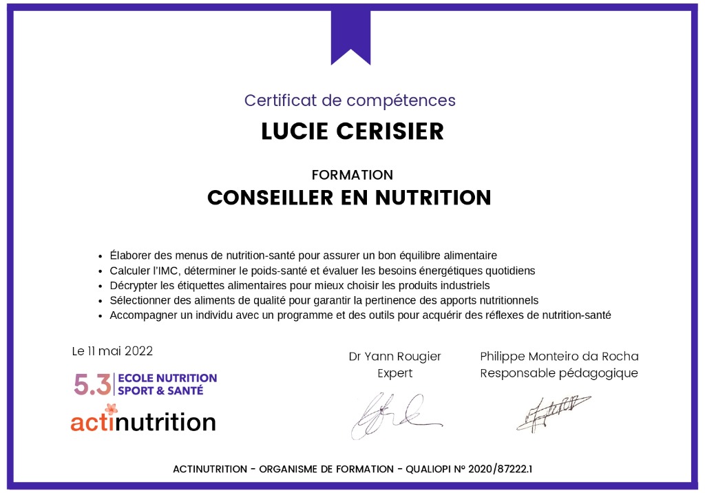 photo diplome Lucie Cerisier