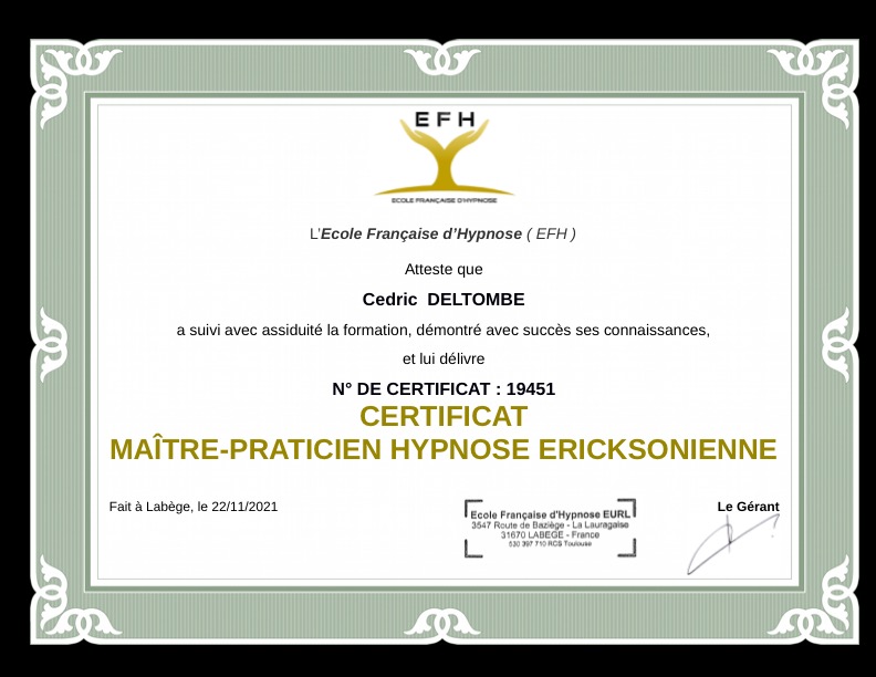 photo diplome Cédric DELTOMBE