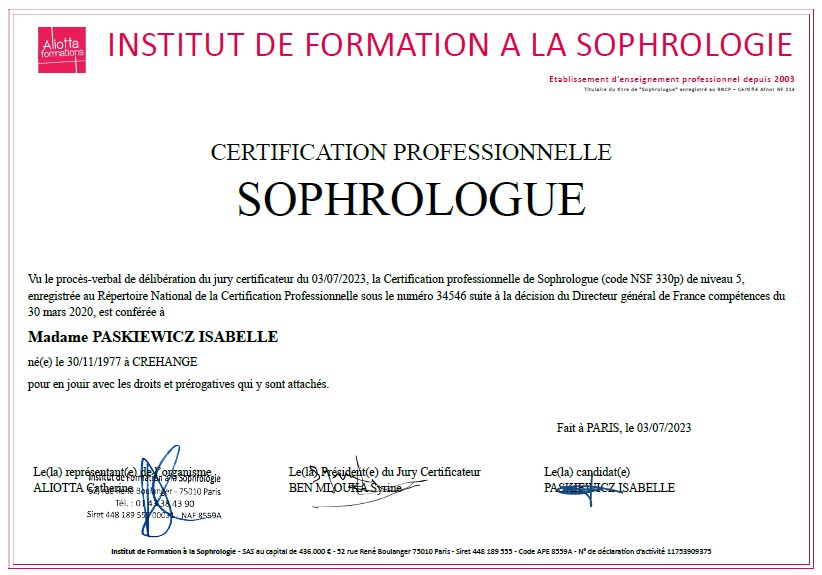 photo diplome Isabelle Paskiewicz