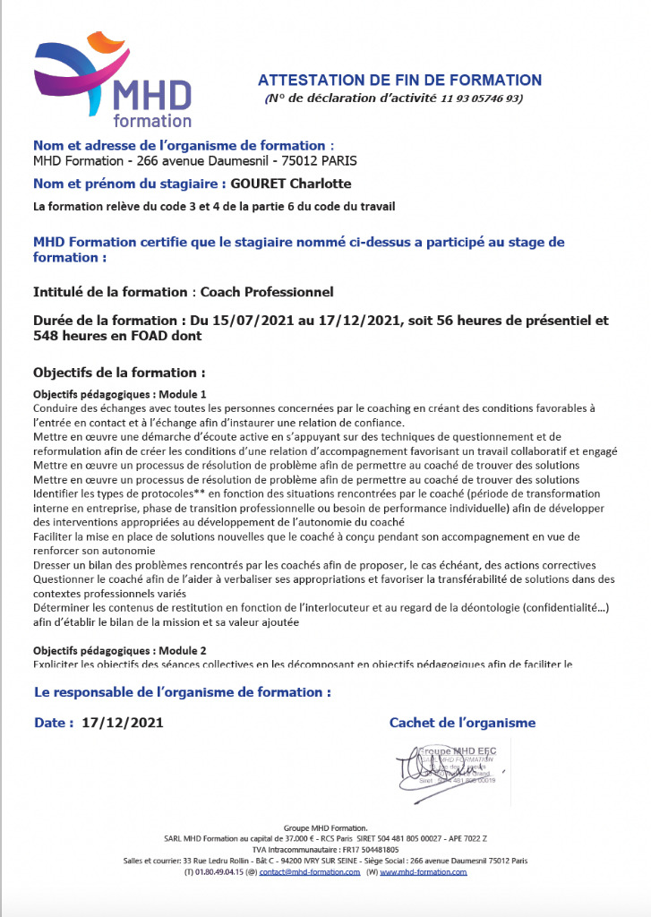 photo diplome Charlotte Gouret