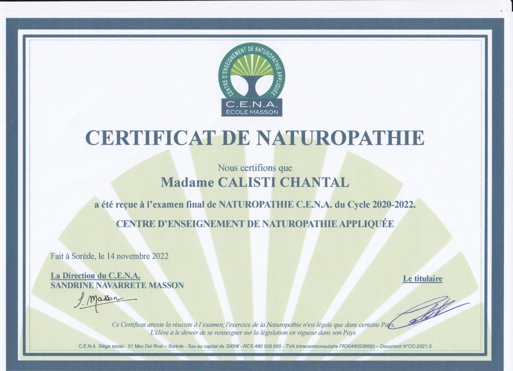 photo diplome L’Attitude Naturelle