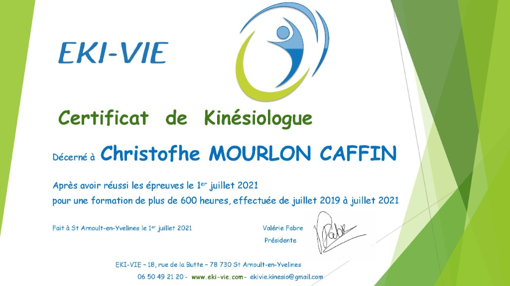 photo diplome Christofhe Kinésiologue