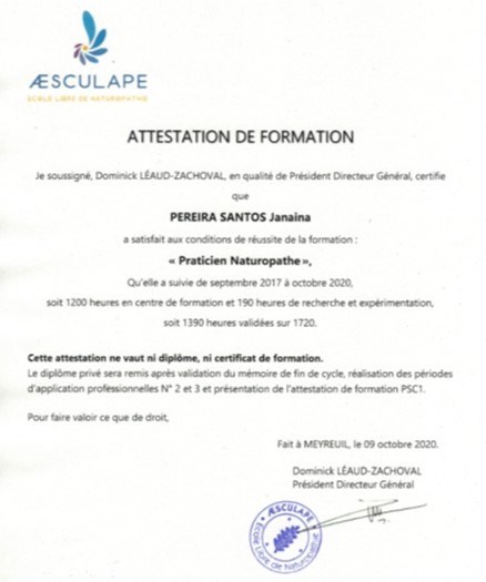 photo diplome Janaina Pereira Santos