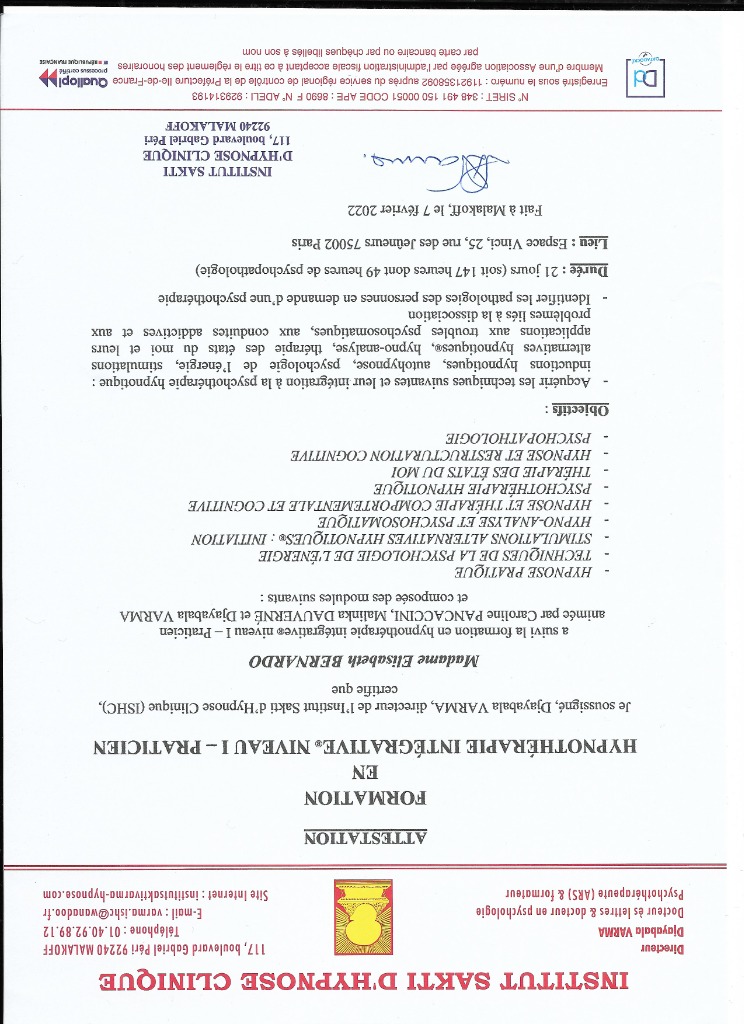 photo diplome Elisabeth Bernardo