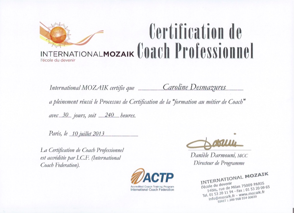 photo diplome Cap Coaching Performance