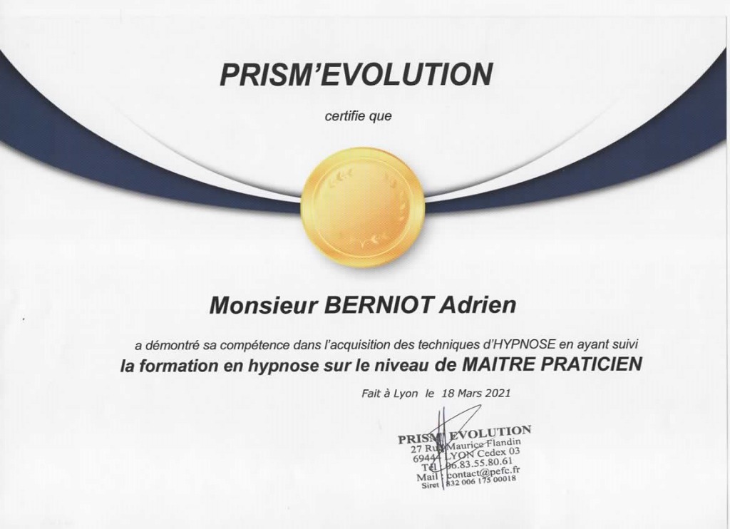 photo diplome Berniot Adrien