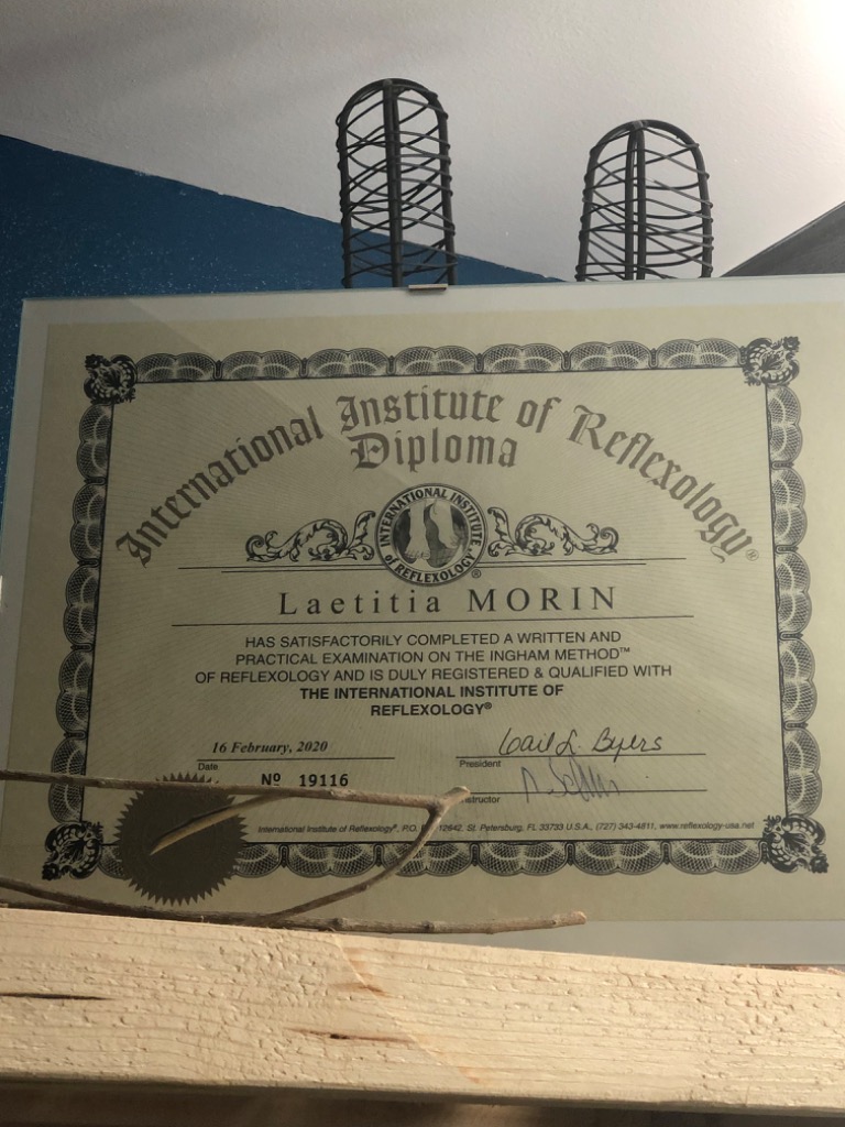 photo diplome LAETI REFLEXO BIEN-ETRE