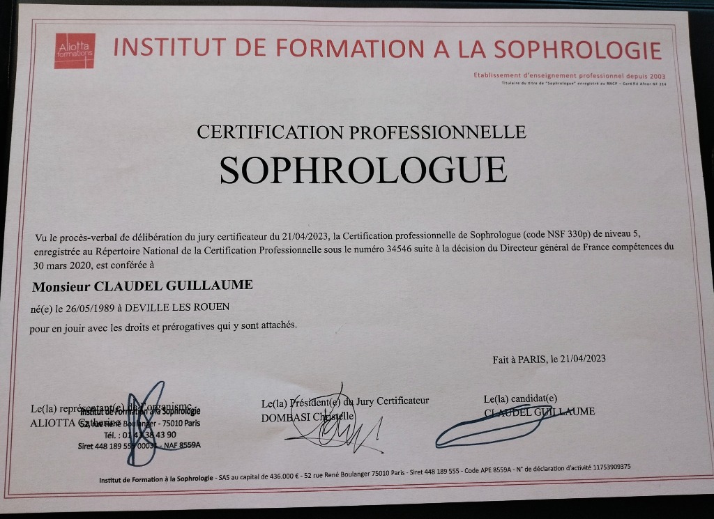 photo diplome Guillaume CLAUDEL