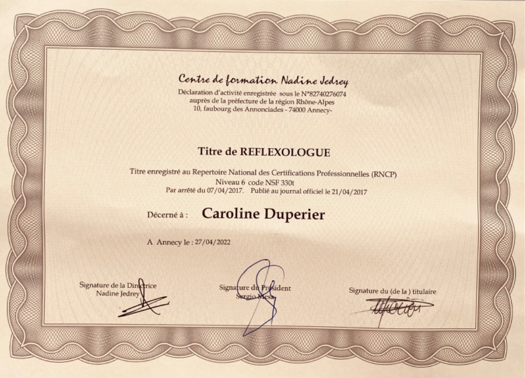 photo diplome Caroline DUPERIER - À L’OréeFlexo