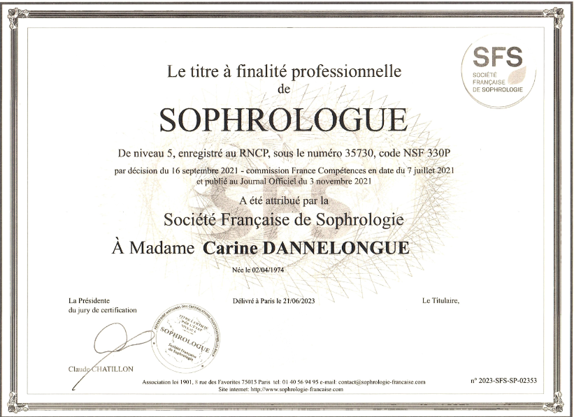 photo diplome Carine Dannelongue