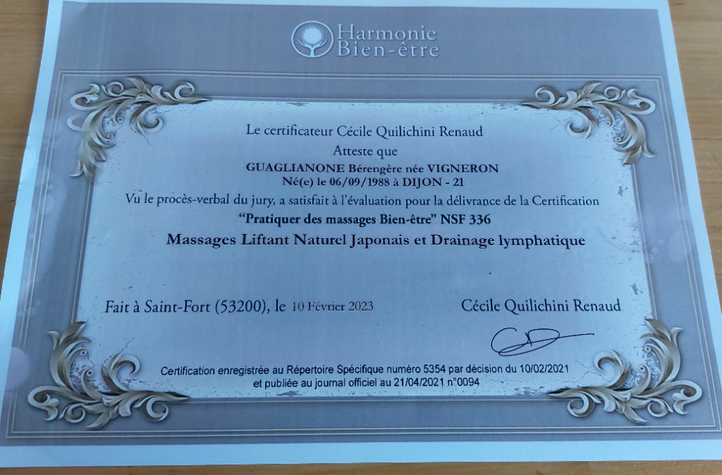 photo diplome Bérengère Guaglianone