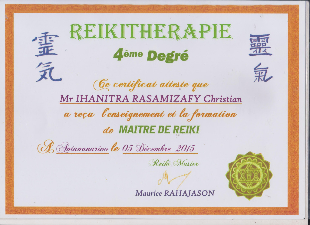 photo diplome Christian IHANITRA RASAMIZAFY