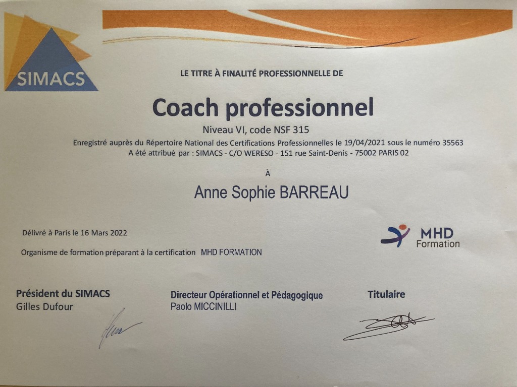 photo diplome OSONS CHANGER - Anne-Sophie BARREAU