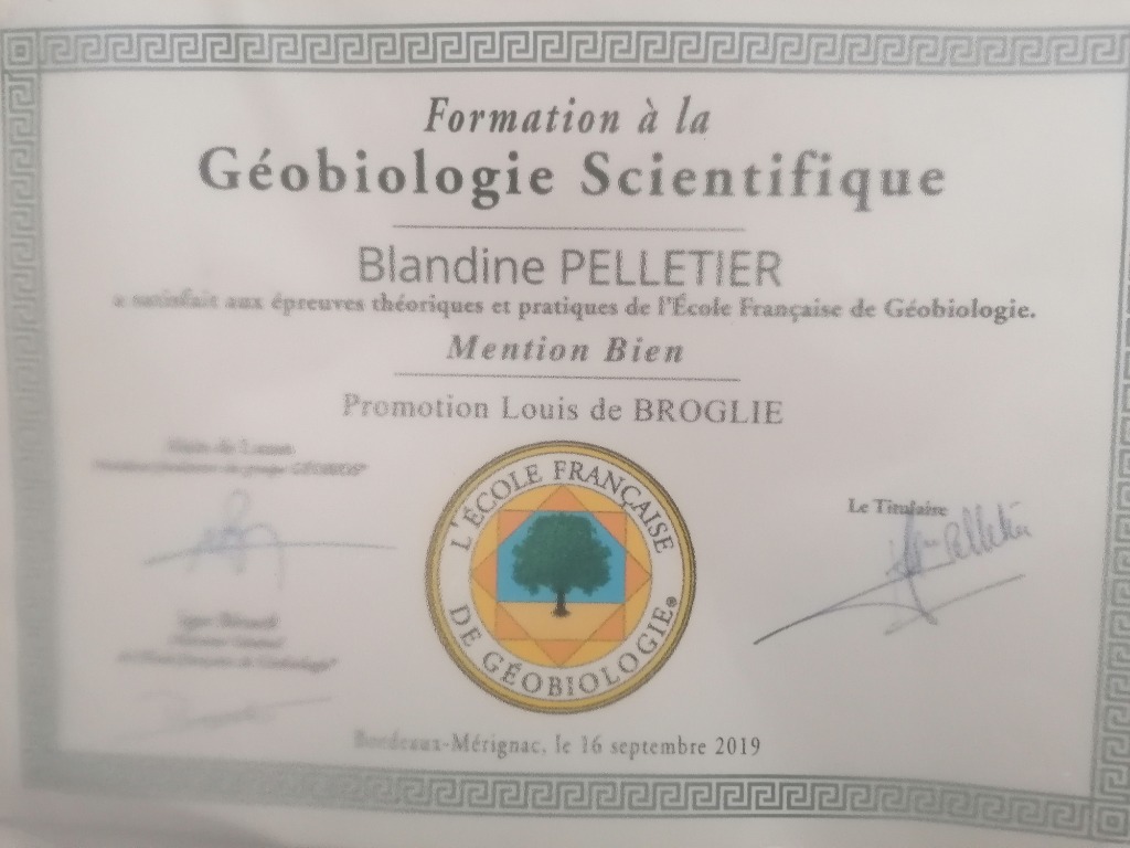 photo diplome Blandine Pelletier GUERISSEUR