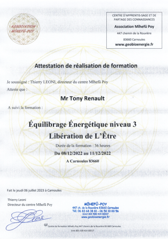 photo diplome Tony RENAULT