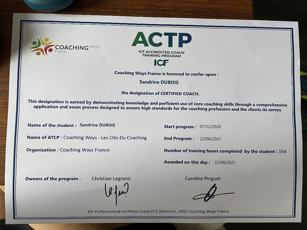 photo diplome Sandrine Dubois