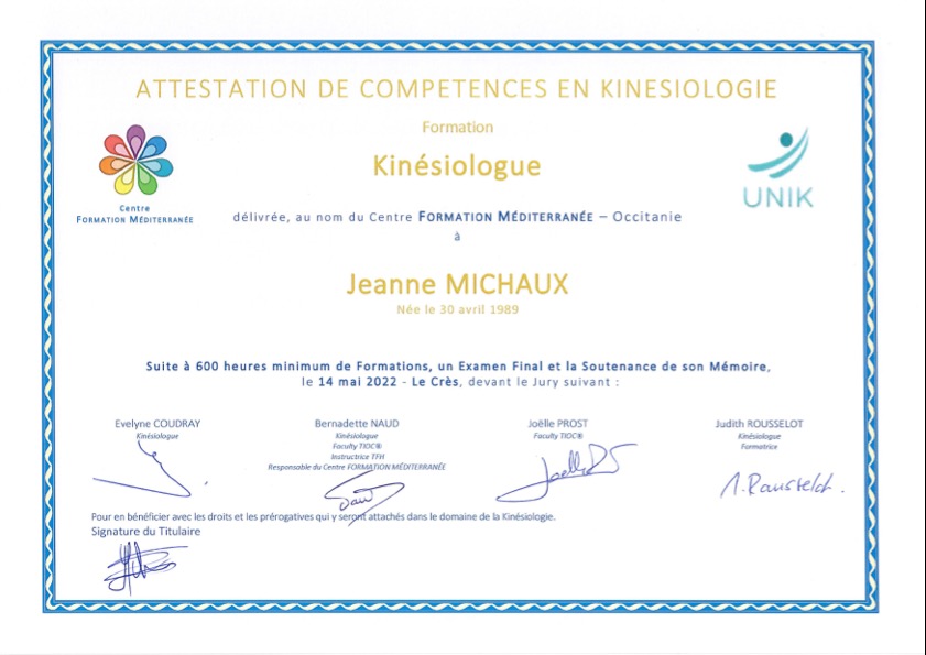 photo diplome Jeanne MICHAUX