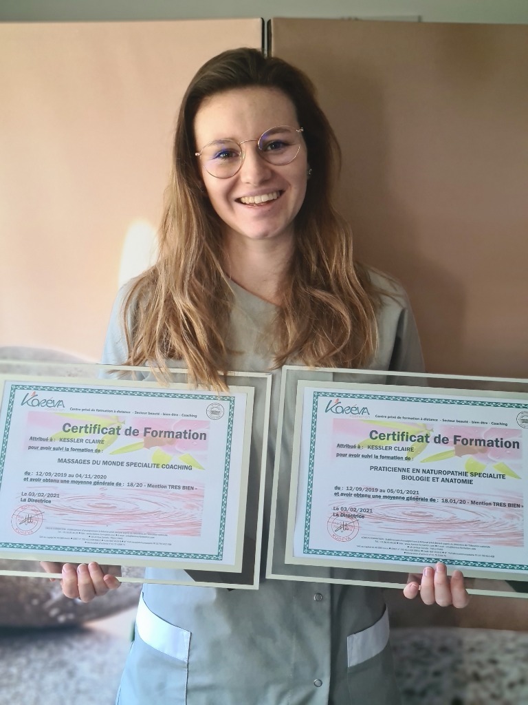 photo diplome KESSLER Claire, Naturopathe et Réflexologue
