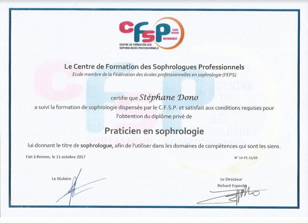 photo diplome Stéphane DONO