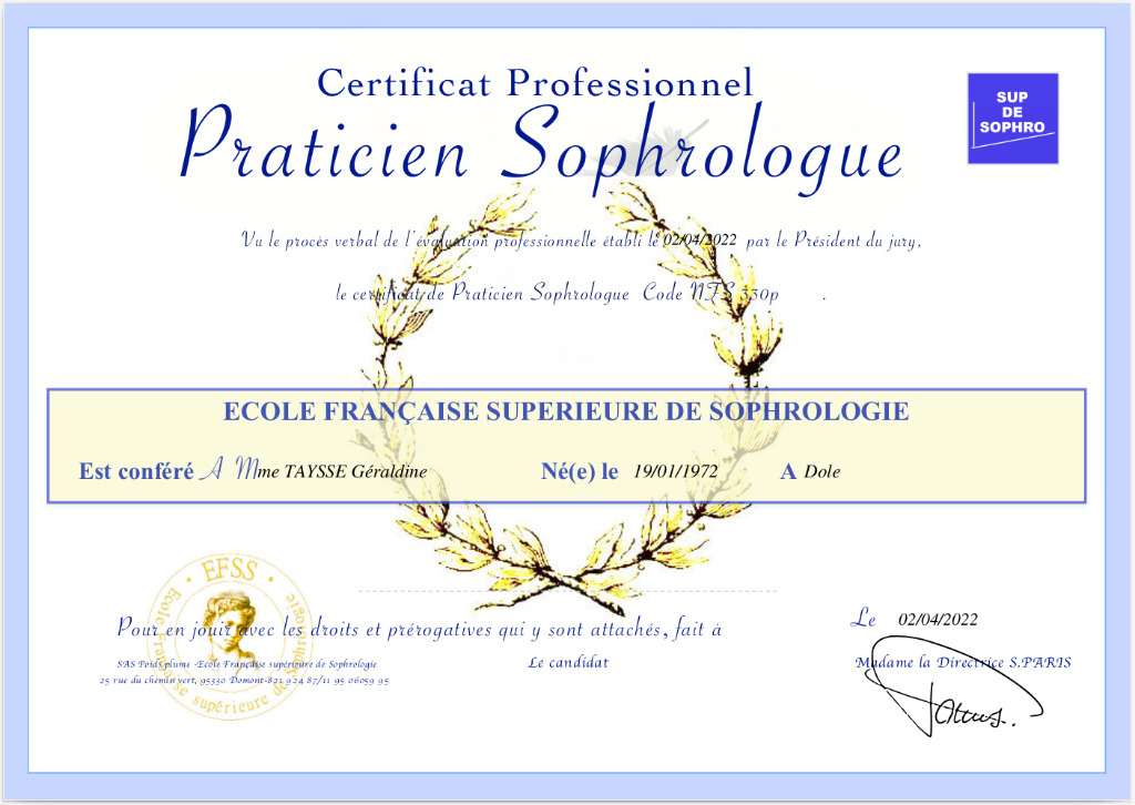 photo diplome Géraldine TAYSSE 