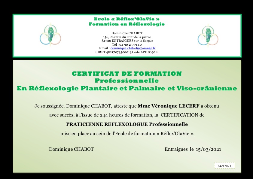 photo diplome Lecerf Véronique