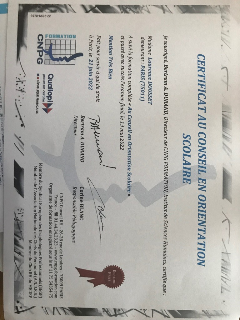 photo diplome Laurence DOUSSET