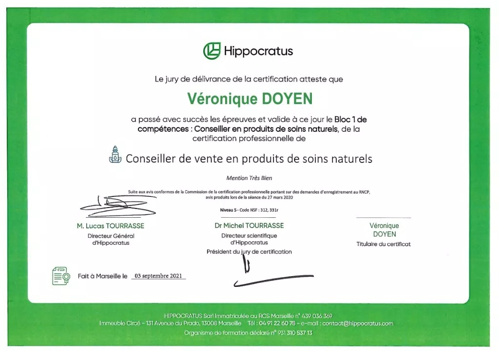 photo diplome Véronique Doyen