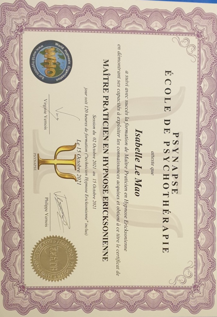 photo diplome LE MAO Isabelle