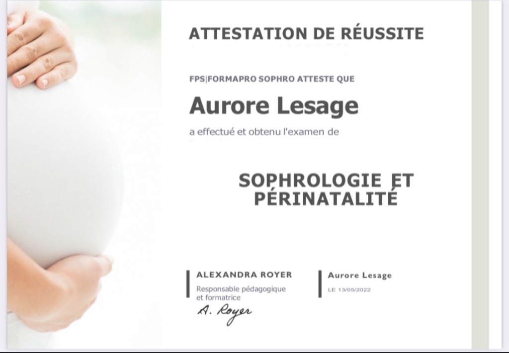 photo diplome Souffle de bien naître Lesage Aurore