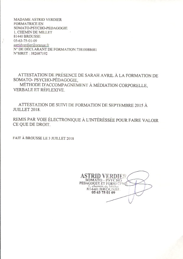 photo diplome Sarah AVRIL