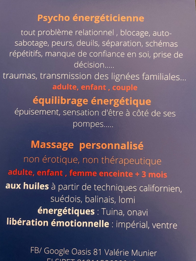 photo activite Valérie MUNIER Oasis81