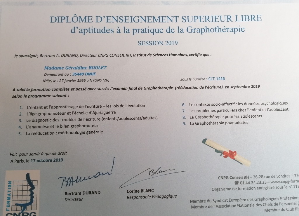 photo diplome Géraldine Boulet