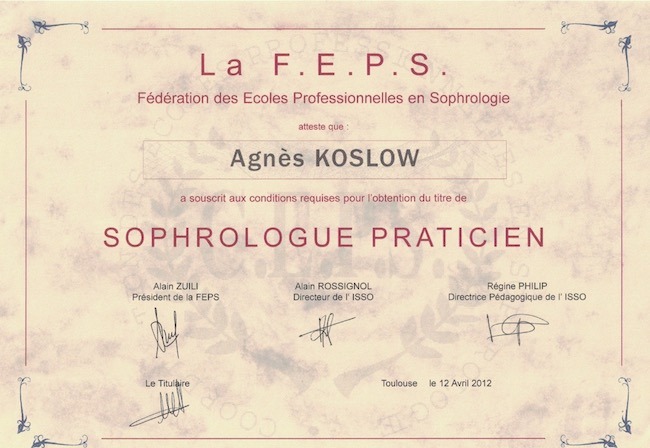photo diplome Agnès KOSLOW