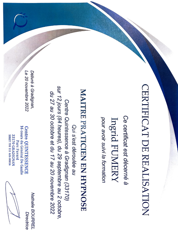 photo diplome Ingrid Fumery