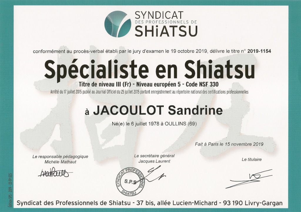 photo diplome Sandrine Jacoulot