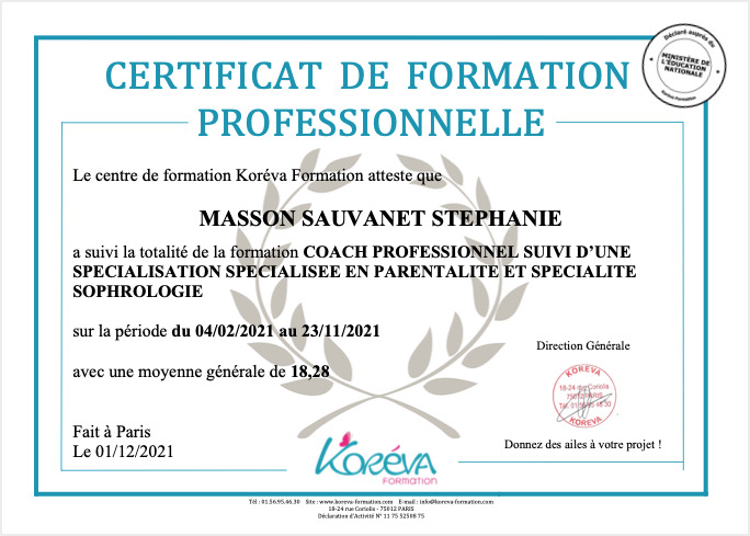 photo diplome Stéphanie Masson-Sauvanet