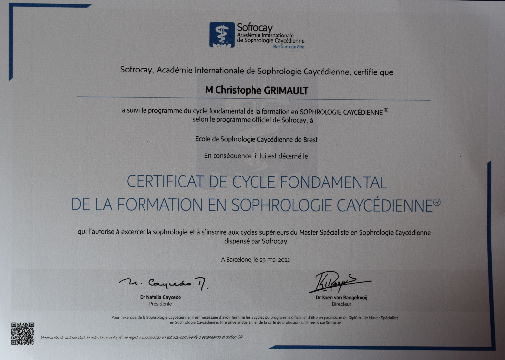 photo diplome Christophe GRIMAULT