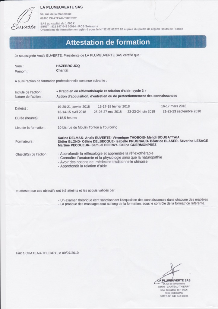 photo diplome HAZEBROUCQ CHANTAL