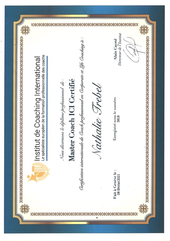 photo diplome Nathalie Treb’Elle Coaching